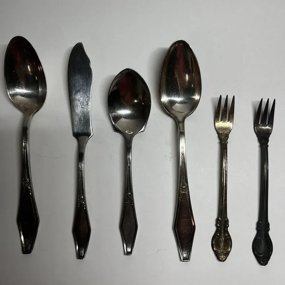 Vtg Holmes Edwards Silverplate Flatware Mixed Lot 6pc Spoons Knife Fork